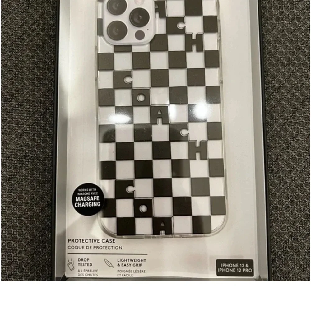 Coach Black and White Checkered Phone Case